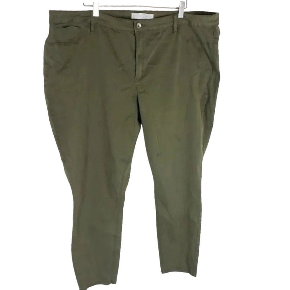 Est. 1946 Denim Skinny Ankle Pants 22W Olive Green PlusSize Contemporary Stretch